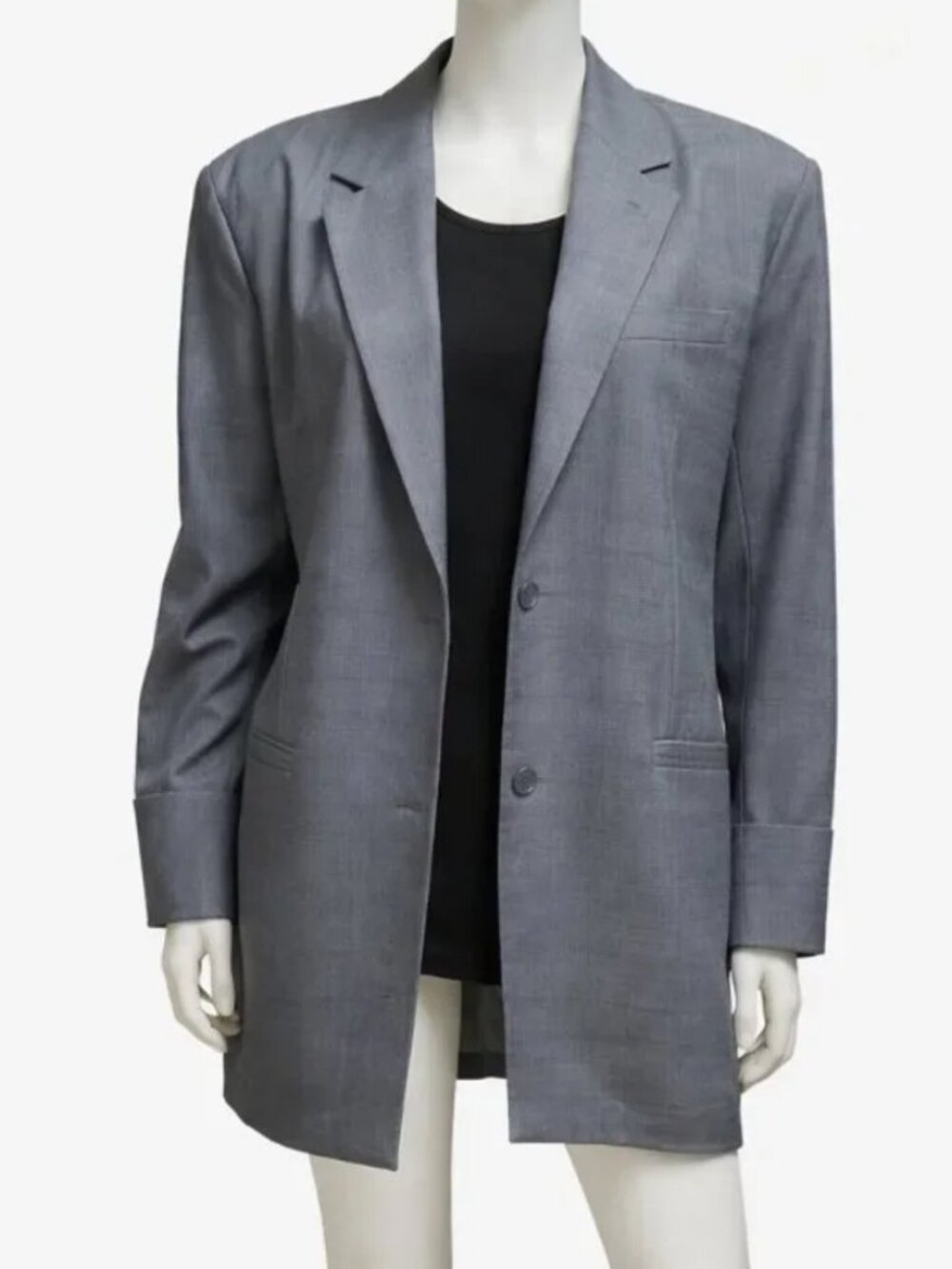 THE FRANKIE SHOP | Grey Oversized Longline Blazer in Size M/L